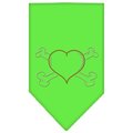 Unconditional Love Heart Crossbone Rhinestone Bandana Lime Green Large UN788161